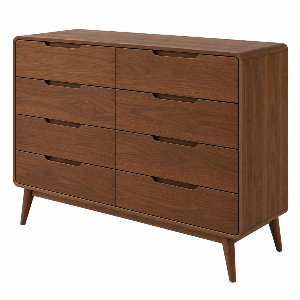Cassettiera 150 x 45 x 85 cm in legno marrone - 8 cassetti stile moderno