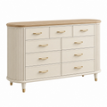 Cassettiera 150 x 45 x 90 cm in legno crema e naturale - 9 cassetti stile contemporaneo