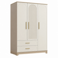 Armadio guardaroba 120 x 55 x 200 cm in legno ingegnerizzato beige con 3 ante 2 cassetti stile moderno