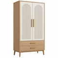 Armadio 90 x 50 x 180 cm in legno ingegnerizzato rovere e bianco con 2 ante e 2 cassetti stile moderno