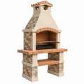 Barbecue da giardino in muratura 120 x 70 x 210 cm beige terracotta con griglia regolabile