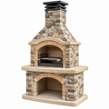 Barbecue da giardino 150 x 80 x 250 cm in pietra multicolore con griglia in acciaio stile rustico